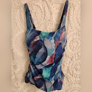 Athleta Women's Swimsuit Tankini Swim Top Square Neck Blue Malibu 38D/DD